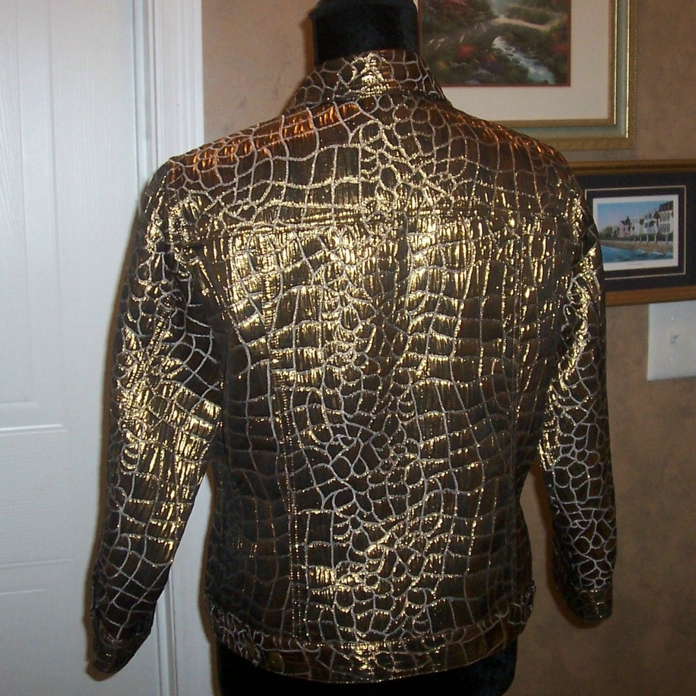Ruby Rd. Faux Snake Skin Metallic Look Jacket - Picture 2 of 6